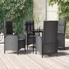Image de vidaXL Ensemble à manger de jardin coussins 5pcs Noir Résine tressée