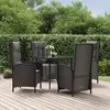 Image de vidaXL Ensemble à manger de jardin coussins 5pcs Noir Résine tressée