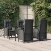 Image de vidaXL Ensemble à manger de jardin coussins 5pcs Noir Résine tressée
