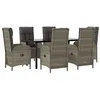 Image de vidaXL Ensemble à manger jardin et coussins 7 pcs Noir et gris Rotin