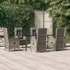 Image de vidaXL Ensemble à manger jardin et coussins 7 pcs Noir et gris Rotin