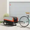 Image de vidaXL Remorque de vélo noir et orange 45 kg fer