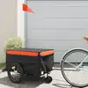 Image de vidaXL Remorque de vélo noir et orange 45 kg fer