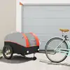 Image de vidaXL Remorque de vélo noir et orange 45 kg fer