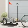 Image de vidaXL Remorque de vélo gris et noir tissu oxford et fer