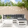 Image de vidaXL Salon de jardin 5 pcs avec coussins blanc bois massif