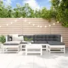 Image de vidaXL Salon de jardin 7 pcs avec coussins blanc bois massif