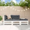 Image de vidaXL Salon de jardin 3 pcs avec coussins blanc bois massif