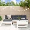 Image de vidaXL Salon de jardin 5 pcs avec coussins blanc bois massif