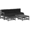 Image de vidaXL Salon de jardin 5 pcs avec coussins gris bois massif