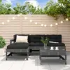 Image de vidaXL Salon de jardin 5 pcs avec coussins gris bois massif