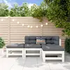 Image de vidaXL Salon de jardin 4 pcs blanc bois de pin massif