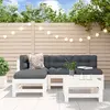 Image de vidaXL Salon de jardin 5 pcs blanc bois massif de pin