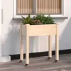 Image de vidaXL Jardinière sur roues avec doublure 71x37x80 cm bois de sapin
