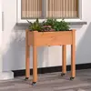 Image de vidaXL Jardinière sur roues avec doublure brun 71x37x80 cm bois sapin