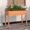 Image de vidaXL Jardinière sur roues avec doublure brun 118x59x80 cm bois sapin
