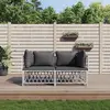 Image de vidaXL Salon de jardin avec coussins 2 pcs blanc acier