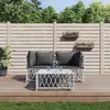 Image de vidaXL Salon de jardin avec coussins 3 pcs blanc acier