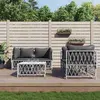 Image de vidaXL Salon de jardin avec coussins 5 pcs blanc acier