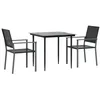 Image de vidaXL 3-delige Tuinset met kussens poly rattan en staal