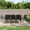 Image de vidaXL Ensemble à manger de jardin 9 pcs noir textilène et acier