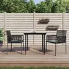 Image de vidaXL Ensemble à manger de jardin coussins 3 pcs noir rotin et acier