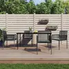 Image de vidaXL Ensemble à manger de jardin coussins 5pcs noir rotin et acier