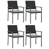 Image de vidaXL Chaises de jardin et coussins lot de 4 noir 54x62,5x89 cm rotin