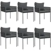 Image de vidaXL Chaises de jardin avec coussins lot de 6 noir 54x61x83 cm rotin