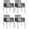 Image de vidaXL Chaises de jardin et coussins lot de 4 noir 54x60,5x83,5 cm