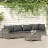 Image de vidaXL Salon de jardin 5 pcs avec coussins Gris Résine tressée