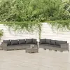 Image de vidaXL Salon de jardin 9 pcs avec coussins Gris Résine tressée