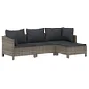 Image de vidaXL Salon de jardin 4 pcs avec coussins Gris Résine tressée