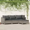Image de vidaXL Salon de jardin 4 pcs avec coussins Gris Résine tressée