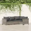 Image de vidaXL Salon de jardin 4 pcs avec coussins Gris Résine tressée