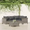 Image de vidaXL Salon de jardin 5 pcs avec coussins Gris Résine tressée
