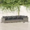 Image de vidaXL Salon de jardin 5 pcs avec coussins Gris Résine tressée