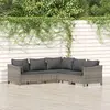 Image de vidaXL Salon de jardin 5 pcs avec coussins Gris Résine tressée