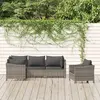 Image de vidaXL Salon de jardin 5 pcs avec coussins Gris Résine tressée