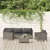 Image de vidaXL Salon de jardin 6 pcs avec coussins Gris Résine tressée