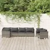 Image de vidaXL Salon de jardin 7 pcs avec coussins Gris Résine tressée