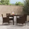 Image de vidaXL Ensemble à manger de jardin 5 pcs et coussins marron poly rotin