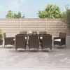 Image de vidaXL Ensemble à manger de jardin et coussins 9 pcs marron poly rotin