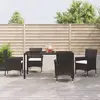 Image de vidaXL Ensemble à manger de jardin coussins 5pcs Noir Résine tressée
