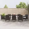 Image de vidaXL Ensemble à manger jardin 9pcs et coussins noir résine tressée