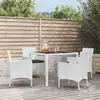 Image de vidaXL Ensemble à manger de jardin et coussins 5 pcs blanc poly rotin