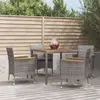 Image de vidaXL Ensemble à manger de jardin 5 pcs coussins gris résine tressée