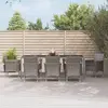 Image de vidaXL Ensemble à manger de jardin 9 pcs coussins gris résine tressée