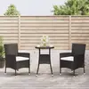Image de vidaXL Ensemble de bistro de jardin 3 pcs coussins noir poly rotin