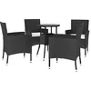 Image de vidaXL Ensemble de bistro de jardin 5 pcs coussins noir poly rotin